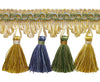 Green, Gold, Blue 2 3/4 inch Imperial II Tassel Fringe Style# NT2502 Color: MOUNTAIN SPRING - 4668 (Sold by The Yard)