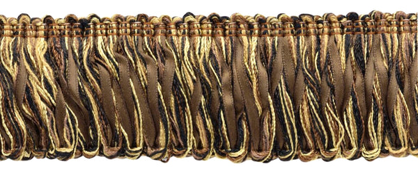 5 Yard Value Pack / Chocolate Brown, Gold, Black, Straw Satin Ribbon Loop Fringe / Heirloom Collection / 2