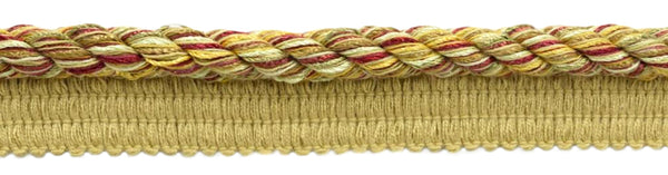 Large 3/8 inch Camel Gold, Old Gold, Cherry, Wine, Artichoke, Honey Dew Basic Trim Cord With Sewing Lip / Style# 0038DKL / Color: Cornucopia - N47 / Sold by The Yard