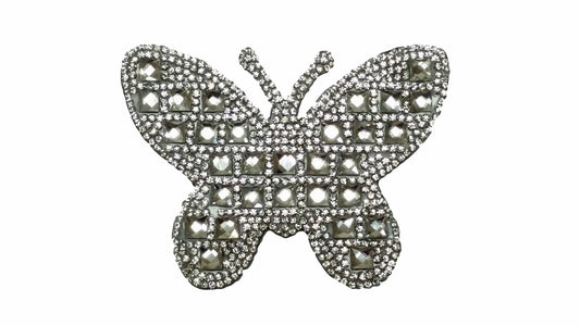 Gorgeous Butterfly Rhinestone crystal Iron on Applique, 2.5 inch x 3.25 inches - Iron on or Sew on - DecoPro