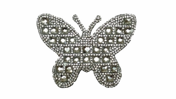 Gorgeous Butterfly Rhinestone crystal Iron on Applique, 2.5 inch x 3.25 inches - Iron on or Sew on