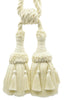Set of 2 / Ivory / Ecru Ornate Double Tassel Tieback / 6 inch Tassel, 30 inch Spread (embrace) / Style# TBEMP6-2 Color: Ivory - A2