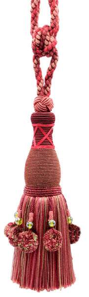 Marrakesh Collection Tassel Tieback with Beaded Poms, Tassel Length 10