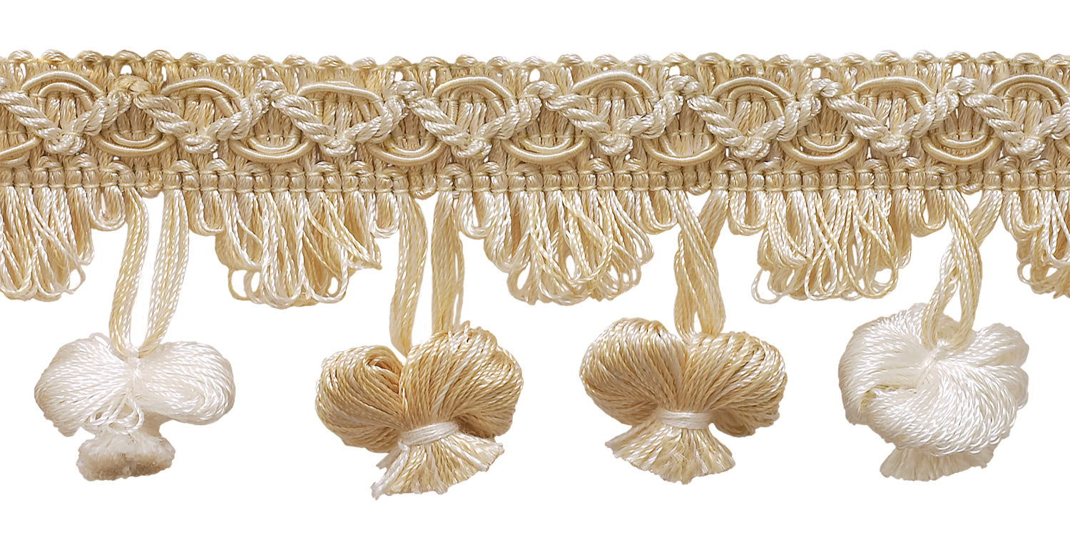 Ivory, Sand 2 inch Imperial II Onion Tassel Fringe Style# NT2503 Color: SEASHELL - 5055 (Sold by The Yard) - DecoPro