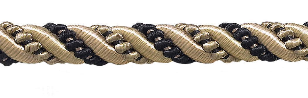 10 Yard Value Pack of Large Taupe, Black 7/16 inch Imperial II Decorative Cord Without Lip Style# 716I2 Color: MIDNIGHT MEADOW - 4363 (30 Ft / 9 Meters) - DecoPro