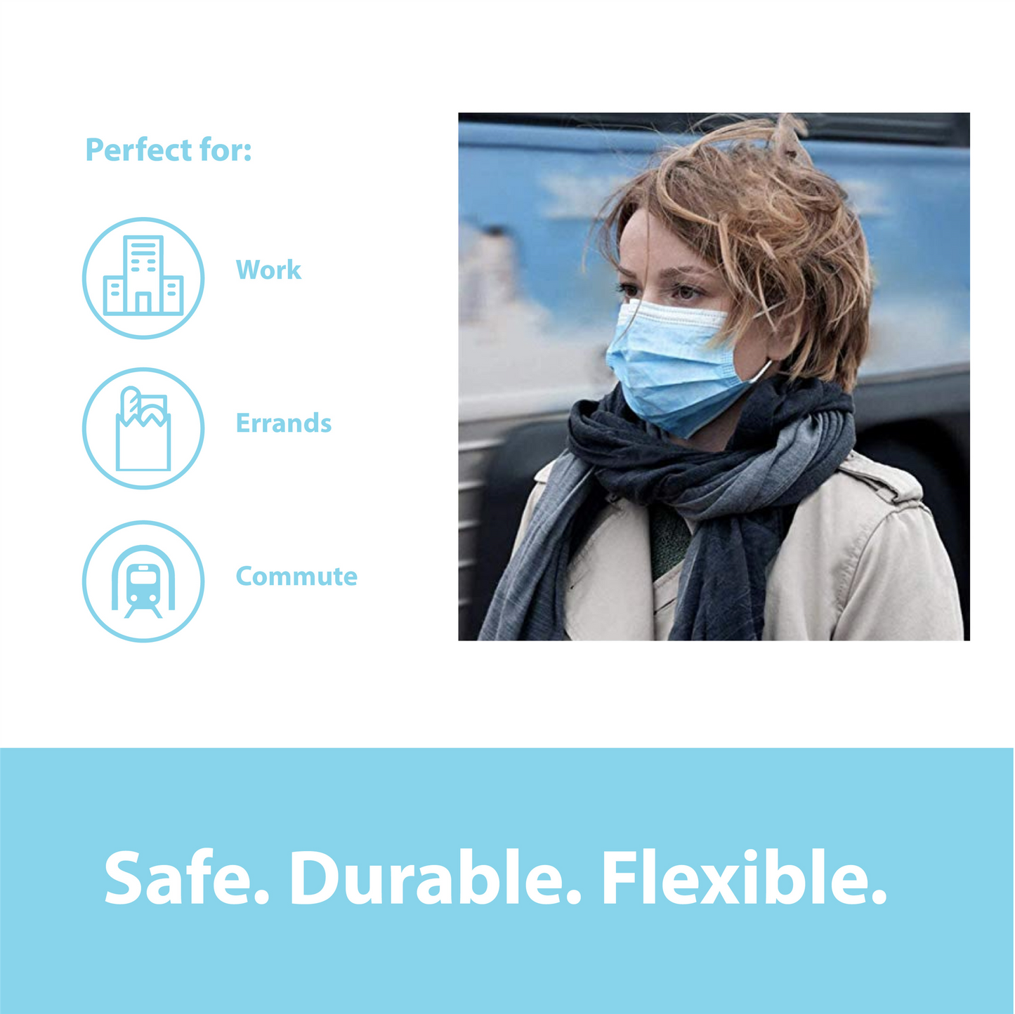 Premium Travel Case for Procedural/Surgical Face Masks with Bonus (FREE) 10-pack of Disposable Face Masks / Manufactured for and Sold Exclusively by DecoPro - DecoPro