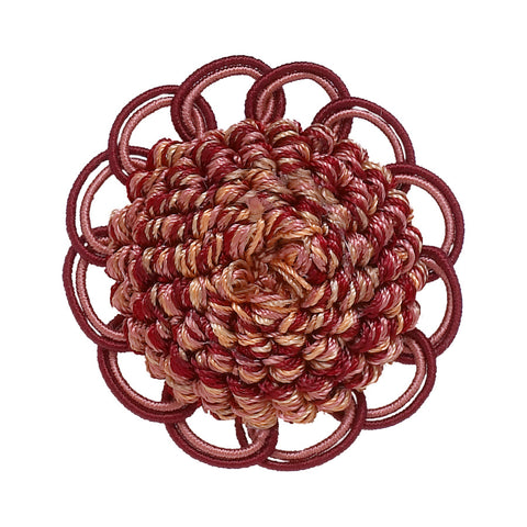 Decorative Rosette 2.5 inch , RED, LIGHT ROSE / Baroque Collection Style# BR Color: ROSE BOUQUET - 7953