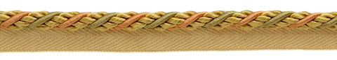 Medium Copper, Gold, Green 1/4 inch Alexander Collection Lip Cord / Style# 0025AX / Color: Pumpkin Patch - LX05 (Sold by The Yard)