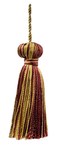 Auburn Red, Wine, Camel Gold Petite Multi-colored Key Tassel / 3 inches long Tassel with 1 inch loop / Princess Collection / Style# BT3 (11309) Color: Flambe - PR02