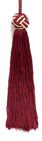 Set of 10 Light Gold, Cherry Red Woven Head Chainette Tassel, 5.5 Inch Long with 2 Inch Loop, Basic Trim Collection Style# BH055 Color: 275