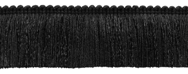 Veranda Collection 2 inch Brush Fringe Trim / Black / Style#: 0200VB / Color: Black Charcoal - VNT30 / Sold by the Yard