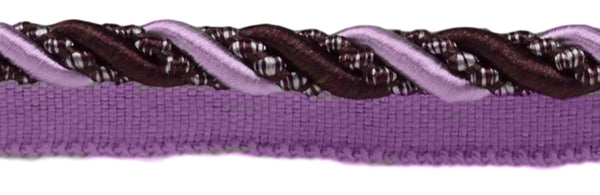 Large 7/16 inch Dusty Mauve, Dark Plum, Noblesse Collection Lip Cord Style# 0716H Color: Luscious Lavenders - 2927 (Sold by The Yard)