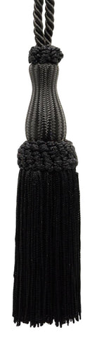 Beautiful Black Chainette Key Tassel, 5 inch Tassel Length, 5 Inch Loop, COLOR: Black - K9