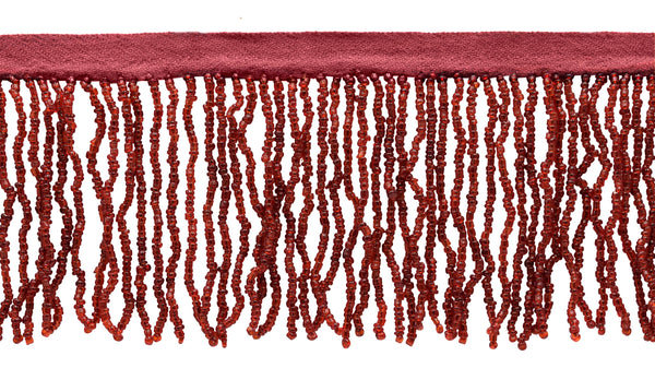 2 1/2 (6cm) Beautiful Handcrafted Beaded Fringe Trim with Sead Bead Design, Fringe Trim (B40684-GL), Dark Wine Red Solid #E10 (Dark Burgundy Red), 3  Yards (9 ft/2.5m)