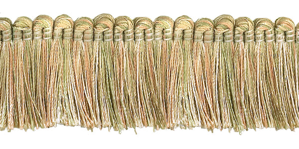 Light Peach, Olive Green, Ivory 1 1/4 inch Imperial II Brush Fringe Style# 0150IB Color: PRAIRIE PEACH - 3853 (Sold by The Yard)