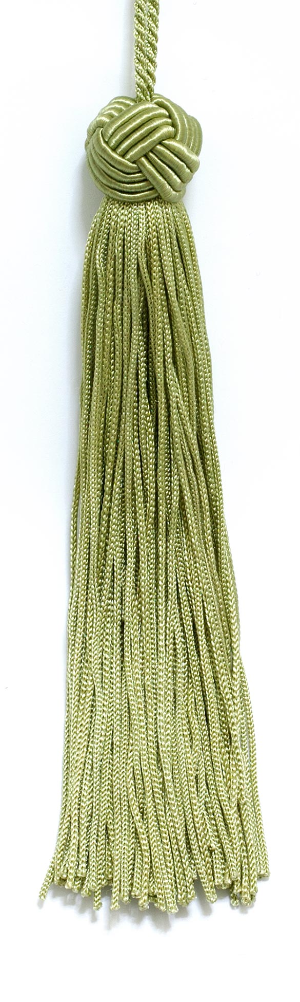 Set of 10 Avocado Green Woven Head Chainette Tassel, 5.5 Inch Long with 2 Inch Loop, Basic Trim Collection Style# BH055 Color: Avocado Green- G1 - DecoPro