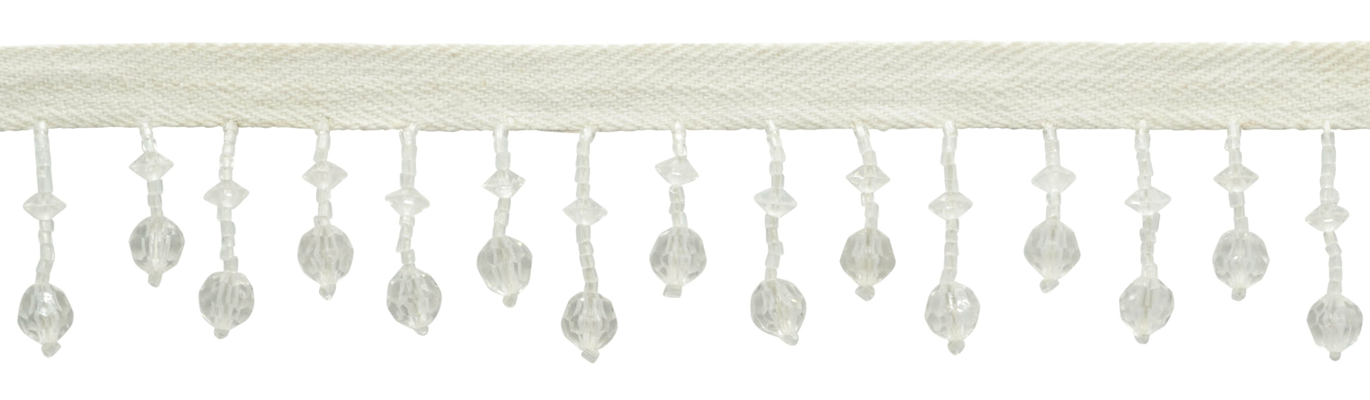 1 1/2" (3.5cm) Beautiful Handcrafted Lantern Beaded Fringe Trim | Fringe Trim (Style# B40682-AC), #CLRA1 Multicolor / Translucent Clear - 3 Yards - DecoPro