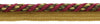 Elaborate 3/8 inch Burgundy Wine, Olive Green, Yellow Gold, Black Veranda Collection Trim Cord With Sewing Lip / Style# 0038V / Color: Evergreen Berries - VNT19 / Sold by The Yard