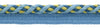 Package of 8 Yards / Elaborate 3/8 inch Champaigne Gold, Cadet Blue, French Blue Veranda Collection Trim Cord With Sewing Lip / Style# 0038V / Color: Light Blue, Gold - VNT13 (24 Feet / 7.3 Meters)