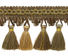 Light Olive Green, Light Gold with Beige 2 3/4 inch Imperial II Tassel Fringe Style# NT2502 Color: WINTER PRAIRIE - 2935 (Sold by The Yard)