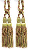 Pair of Beautiful Beechwood Gold, Camel Gold, Dark Rust Curtain & Drapery Large Double Tassel Tieback/10 inch tassel, 38 inch Spread Decorative Rope Holdback / Style# TBEL10-2 (21465) Color: EL09