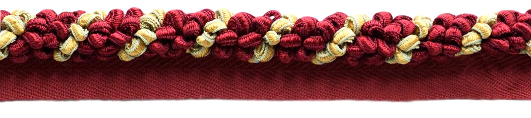 Elegant Ribbon Cord With Lip / 3/8 inch diameter / Style# 0038RC Color: Cherry Red. Orange, Teal - 81355 / Sold by the Yard - DecoPro