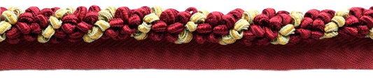 Elegant Ribbon Cord With Lip / 3/8 inch diameter / Style# 0038RC Color: Cherry Red. Orange, Teal - 81355 / Sold by the Yard - DecoPro