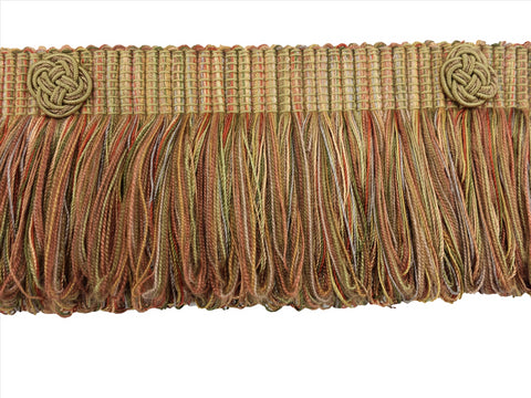 Light Bronze, Olive Green, Terracotta Baroque Coll 3 Inch Loop Fringe W/Rosette Style# 3LFBR Color: CHAPARRAL - 5615 (Sold by The Yard)
