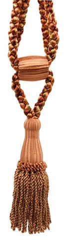 Camel Gold, Light Pink, Pumpkin, Terra Cotta Decorative Tassel Tiebacks / 5 1/2 inch Tassel Length / 24 inch Spread (embrace) / STYLE#: TBC055-SPR24 (8362) / COLOR: Desert Sand - PR21