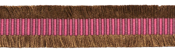 5 Yard Value Pack / 1 3/8 inch Chocolate Collection Raspberry Red, Dark Brown Cut Fringe Gimp Braid / Style# 0138CHCF Color: Raspberry Truffle - CC03 (15 Ft / 4.6M)