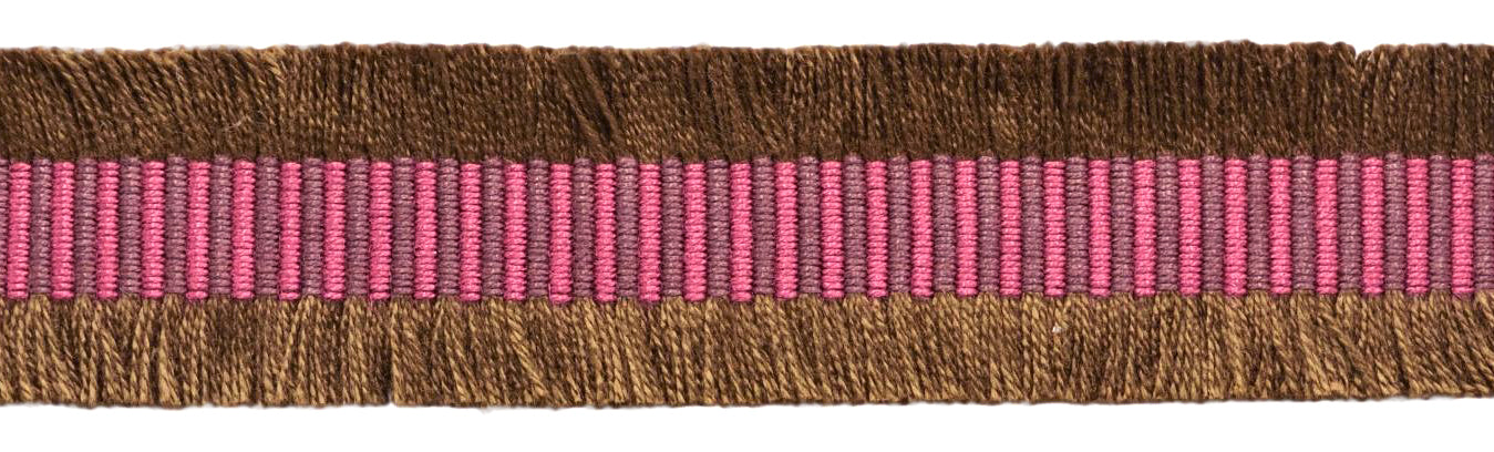 1 3/8 inch Chocolate Collection Raspberry Red, Dark Brown Cut Fringe Gimp Braid / Style# 0138CHCF Color: Raspberry Truffle - CC03 / Sold by the Yard - DecoPro