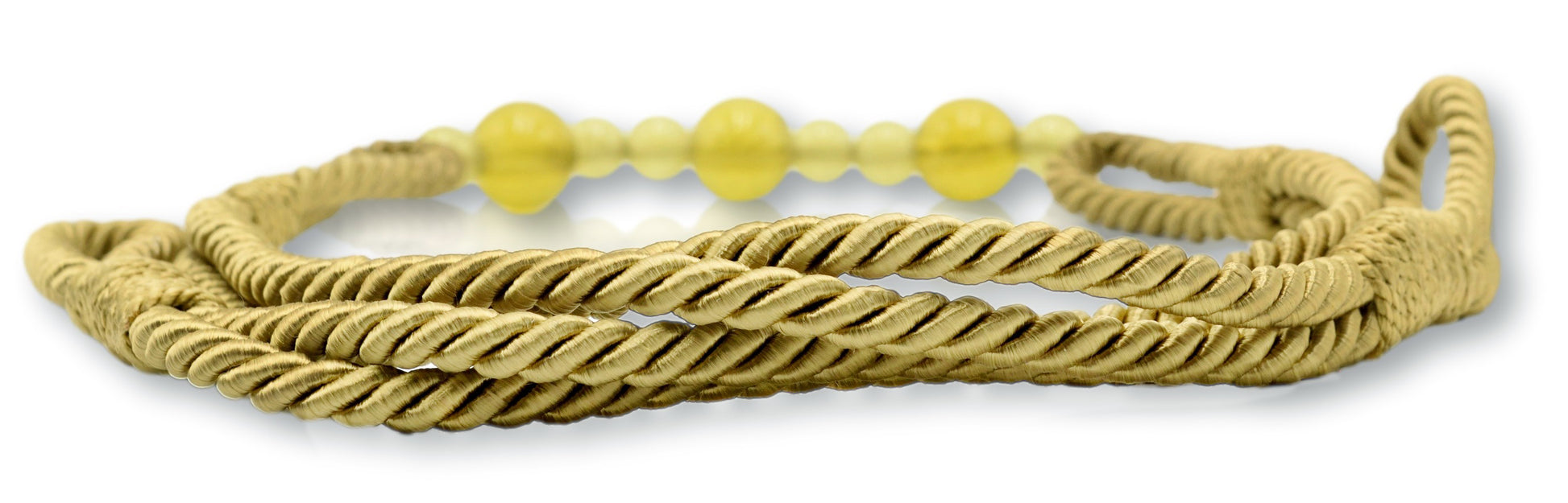 Beautiful Rope Curtain and Drapery Holdback Embellished with Glass Beads Tieback, 26" Spread (66cm), 3/16" (0.5cm) Thick (Style# RTB9920BEADED) Dark Camel Gold #41187 (Golden Beige) Sold Individually - DecoPro