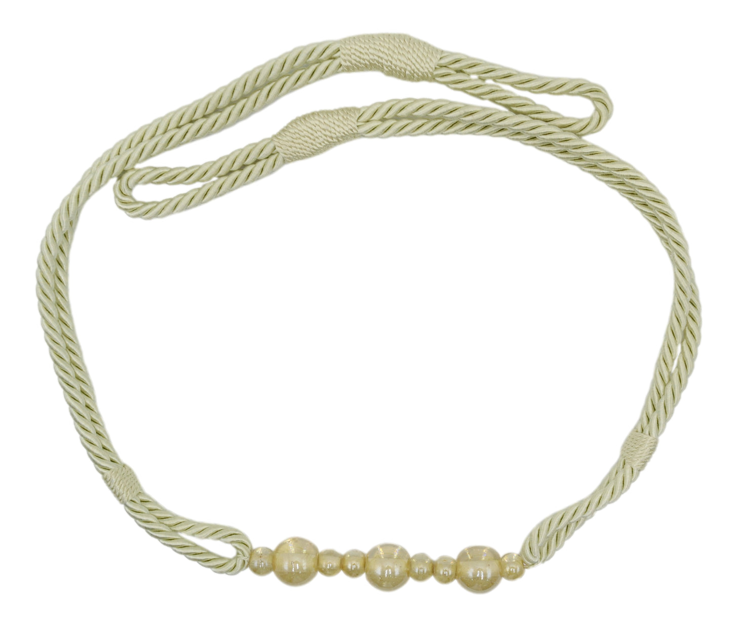 Beautiful Rope Curtain and Drapery Holdback Embellished with Glass Beads Tieback, 26" Spread (66cm), 3/16" (0.5cm) Thick (Style# RTB9920BEADED) Cream Ivory #A2 (Ivory / Cream) Set of 4 - DecoPro