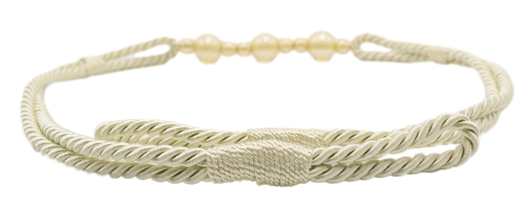 Beautiful Rope Curtain and Drapery Holdback Embellished with Glass Beads Tieback, 26" Spread (66cm), 3/16" (0.5cm) Thick (Style# RTB9920BEADED) Cream Ivory #A2 (Ivory / Cream) Set of 4 - DecoPro