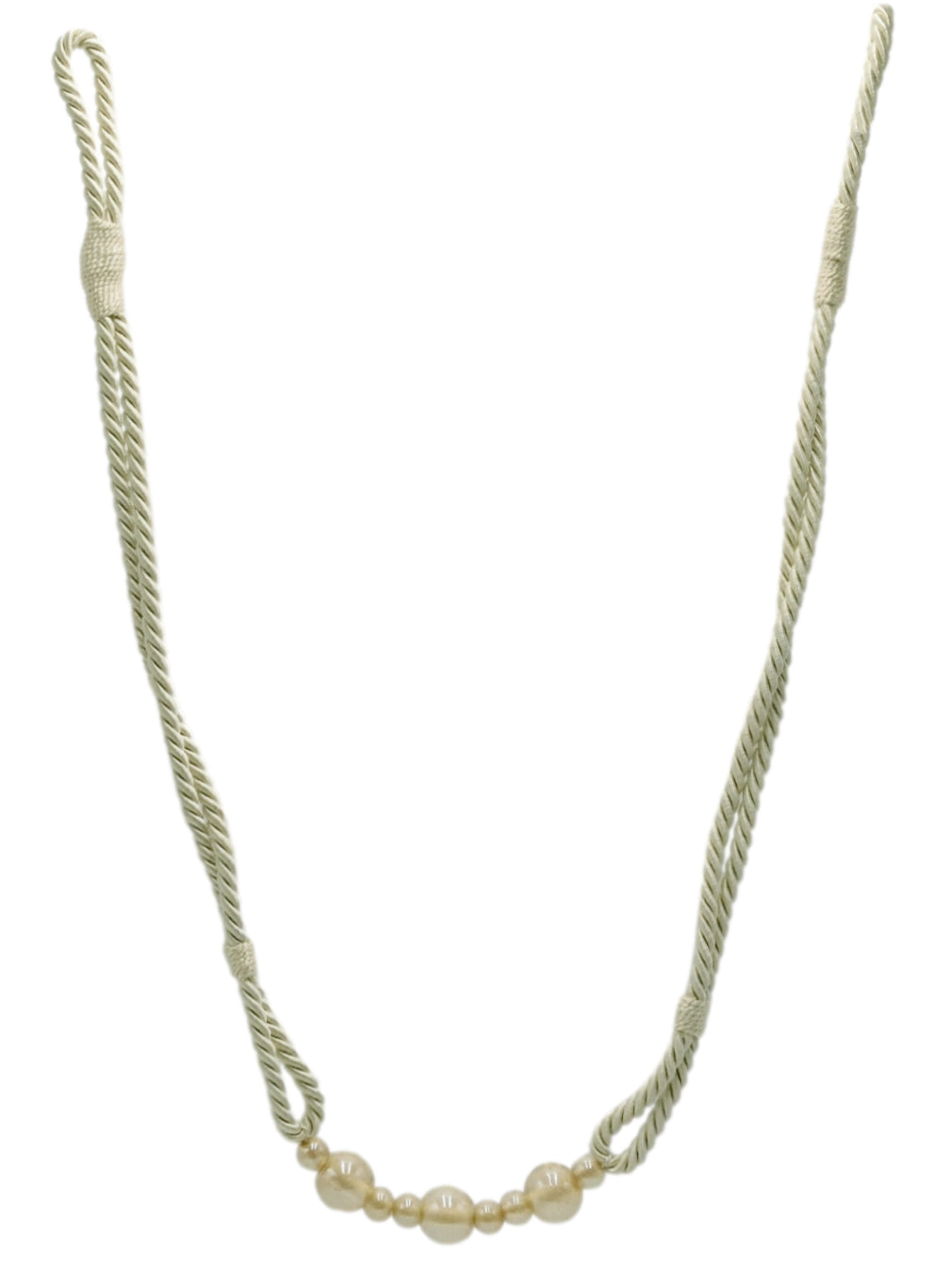 Beautiful Rope Curtain and Drapery Holdback Embellished with Glass Beads Tieback, 26" Spread (66cm), 3/16" (0.5cm) Thick (Style# RTB9920BEADED) Cream Ivory #A2 (Ivory / Cream) Set of 4 - DecoPro