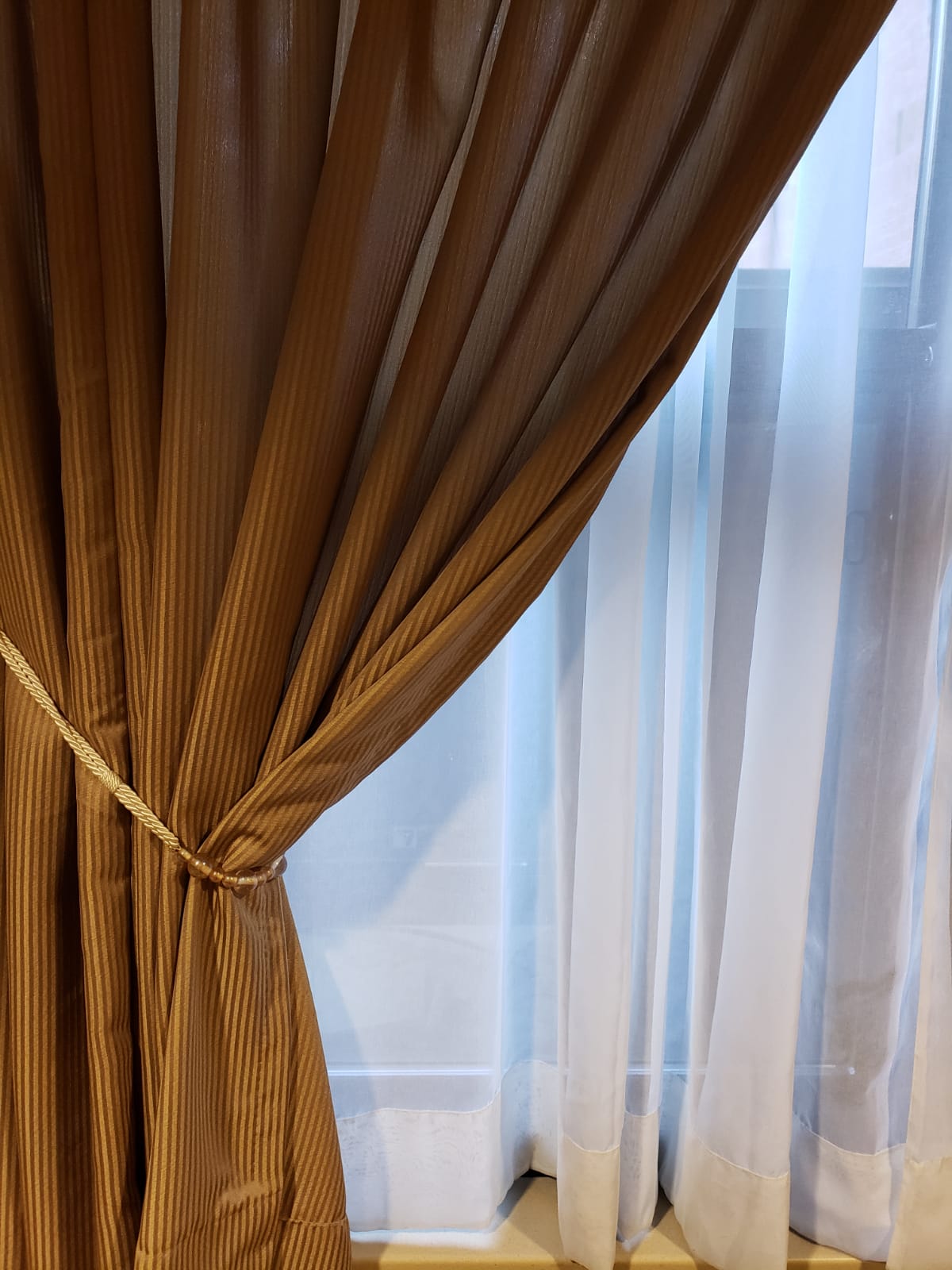 Beautiful Rope Curtain and Drapery Holdback Embellished with Glass Beads Tieback, 26" Spread (66cm), 3/16" (0.5cm) Thick (Style# RTB9920BEADED) Cream Ivory #A2 (Ivory / Cream) Set of 4 - DecoPro
