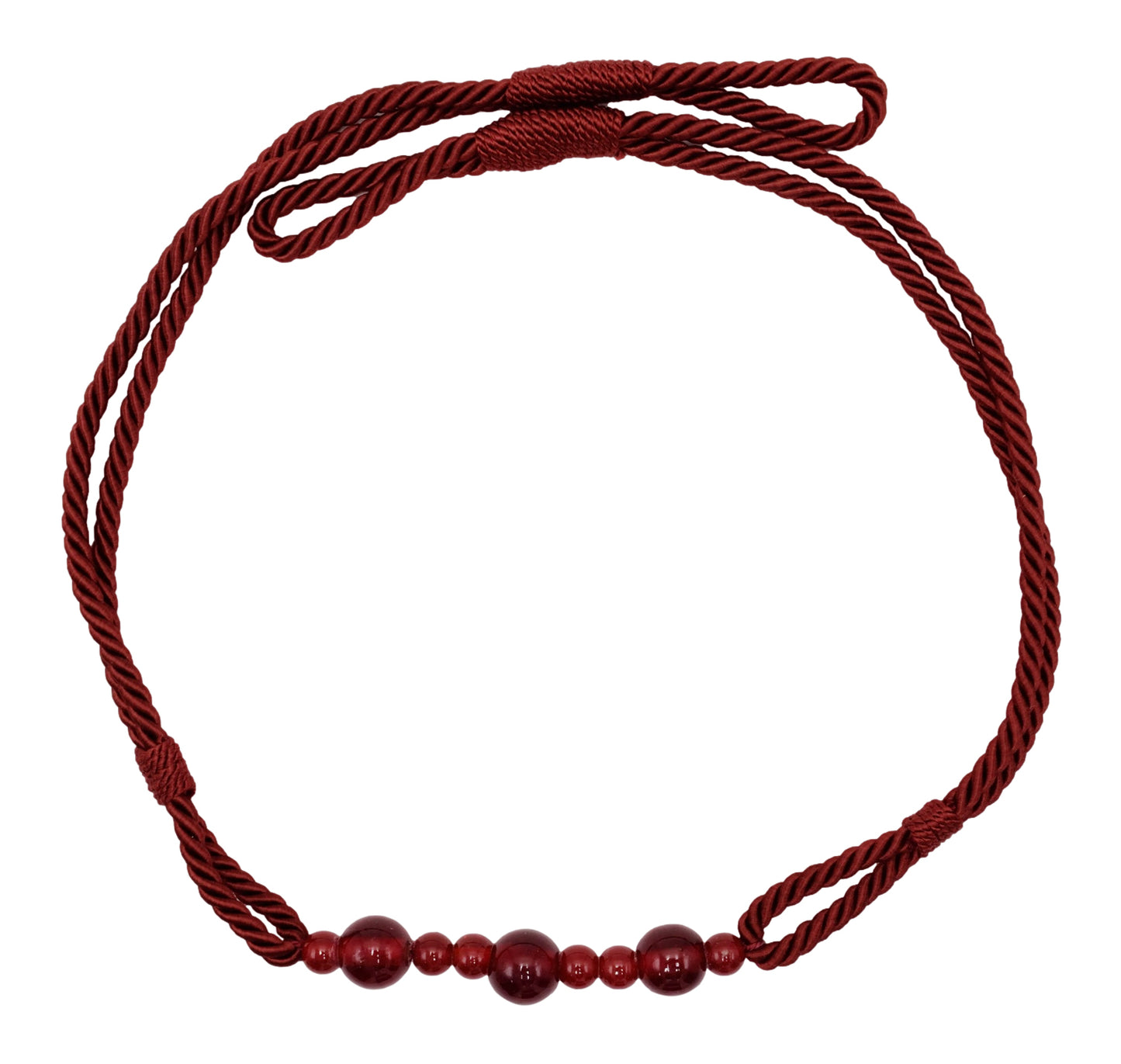 Beautiful Rope Curtain and Drapery Holdback Embellished with Glass Beads Tieback, 26" Spread (66cm), 3/16" (0.5cm) Thick (Style# RTB9920BEADED) Cherry Red #E13 (Dark Crimson Red) Sold Individually - DecoPro