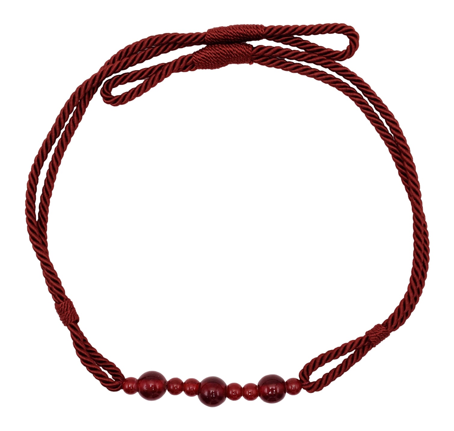 Beautiful Rope Curtain and Drapery Holdback Embellished with Glass Beads Tieback, 26" Spread (66cm), 3/16" (0.5cm) Thick (Style# RTB9920BEADED) Cherry Red #E13 (Dark Crimson Red) Sold Individually - DecoPro