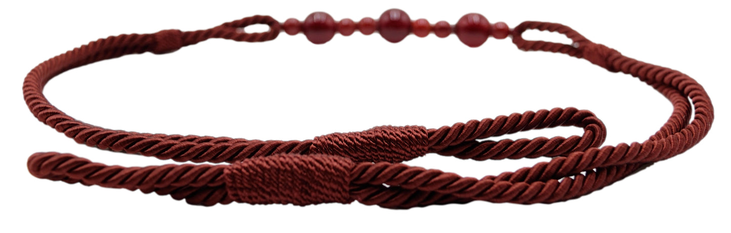 Beautiful Rope Curtain and Drapery Holdback Embellished with Glass Beads Tieback, 26" Spread (66cm), 3/16" (0.5cm) Thick (Style# RTB9920BEADED) Cherry Red #E13 (Dark Crimson Red) Sold Individually - DecoPro