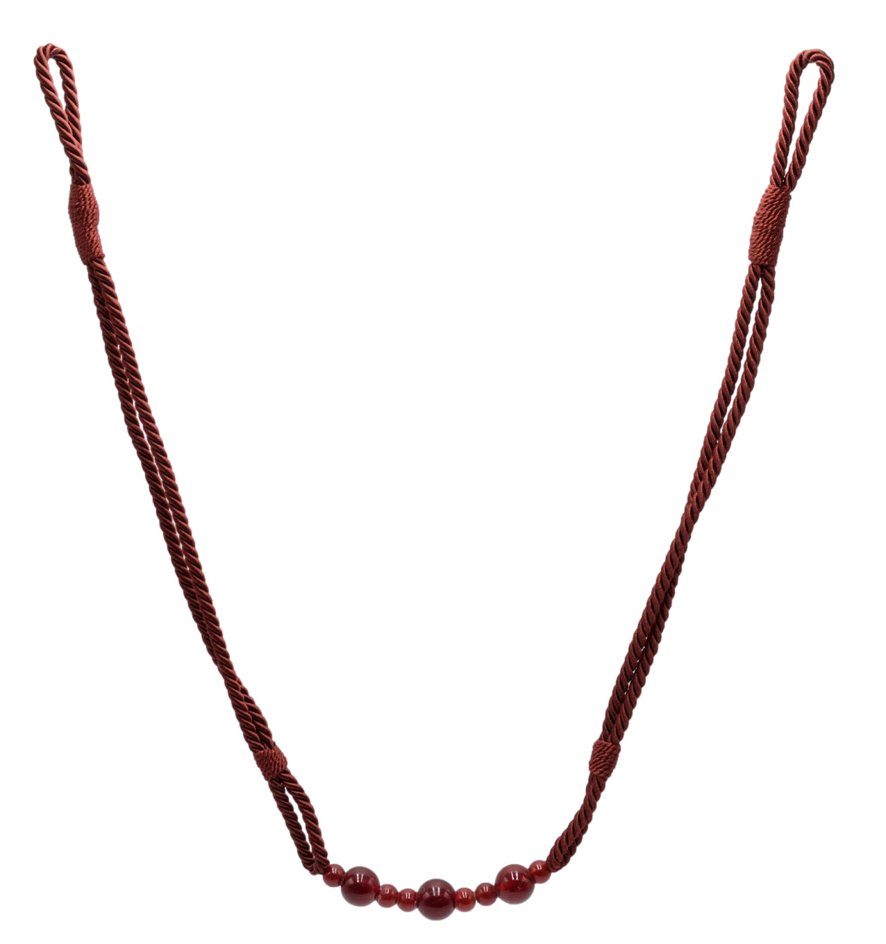 Beautiful Rope Curtain and Drapery Holdback Embellished with Glass Beads Tieback, 26" Spread (66cm), 3/16" (0.5cm) Thick (Style# RTB9920BEADED) Cherry Red #E13 (Dark Crimson Red) Sold Individually - DecoPro
