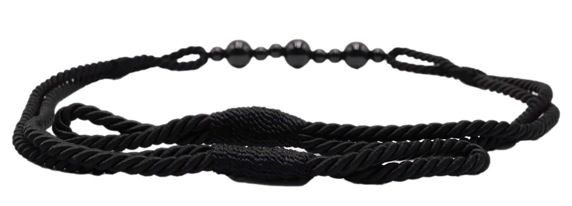 Beautiful Rope Curtain and Drapery Holdback Embellished with Glass Beads Tieback, 26" Spread (66cm), 3/16" (0.5cm) Thick (Style# RTB9920BEADED) Pure Black #K9 (Jet Black) Sold Individually - DecoPro