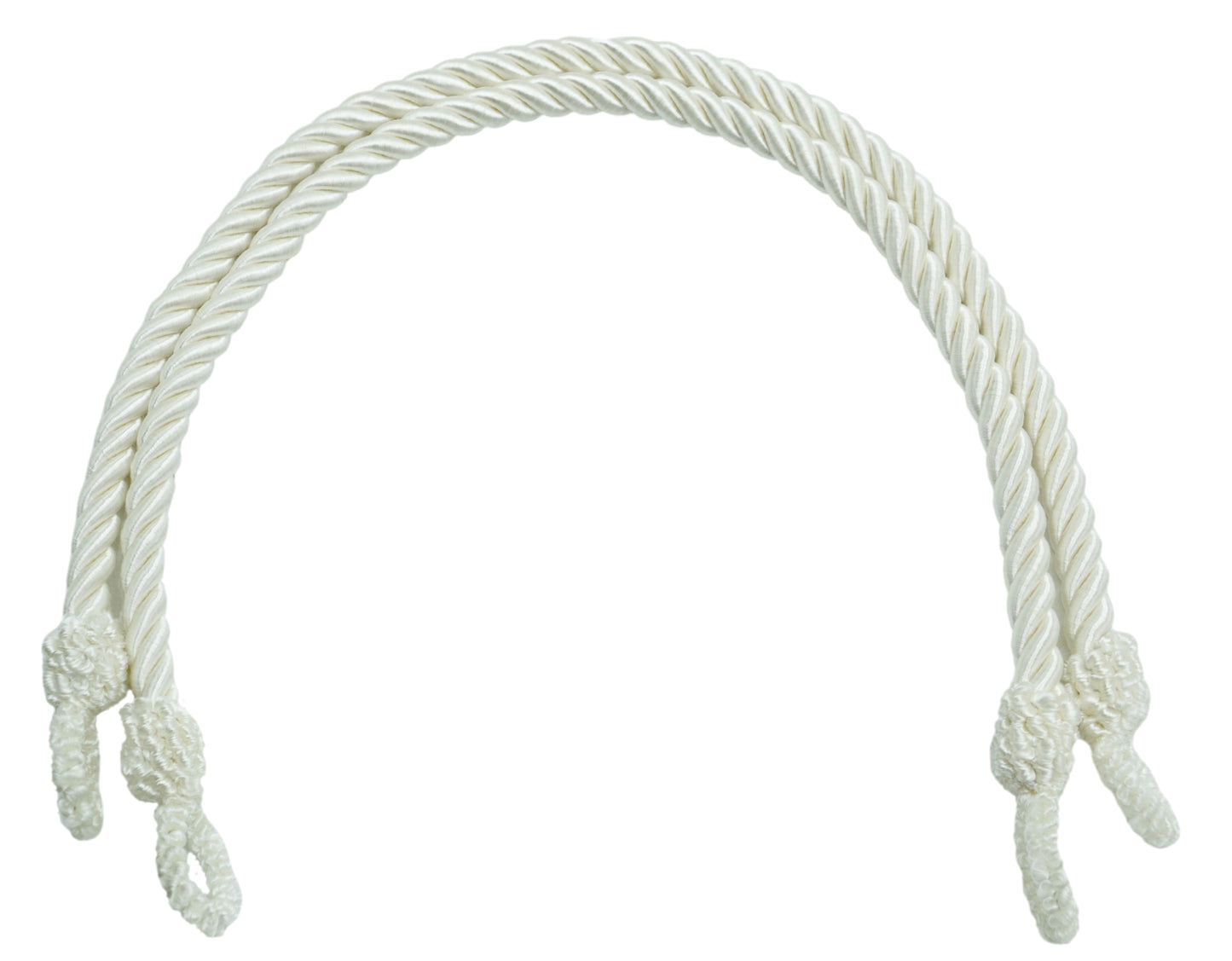 Beautifully Handcrafted Curtain and Drapery Decorative Rope Tieback, 19" Spread (48cm) (Style# RTBSPR19) Pure White #A1 (Bright White) 2 Pairs (Set of 4) - DecoPro