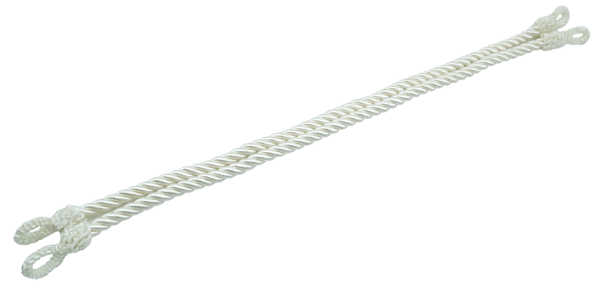 Beautifully Handcrafted Curtain and Drapery Decorative Rope Tieback, 19" Spread (48cm) (Style# RTBSPR19) Pure White #A1 (Bright White) 2 Pairs (Set of 4) - DecoPro