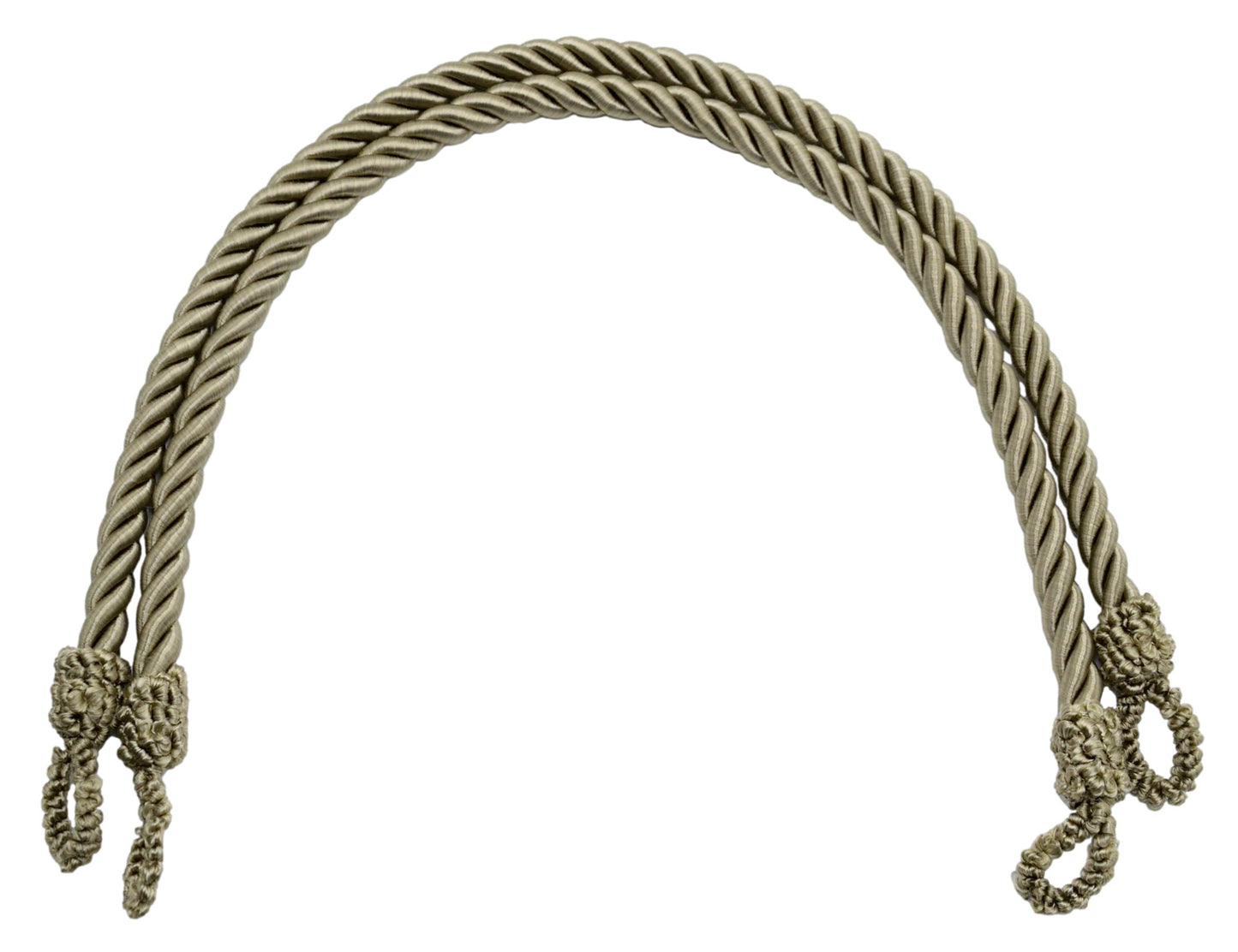 Beautifully Handcrafted Curtain and Drapery Decorative Rope Tieback, 19" Spread (48cm) (Style# RTBSPR19) Dark Sand Beige #A8 2 Pairs (Set of 4) - DecoPro