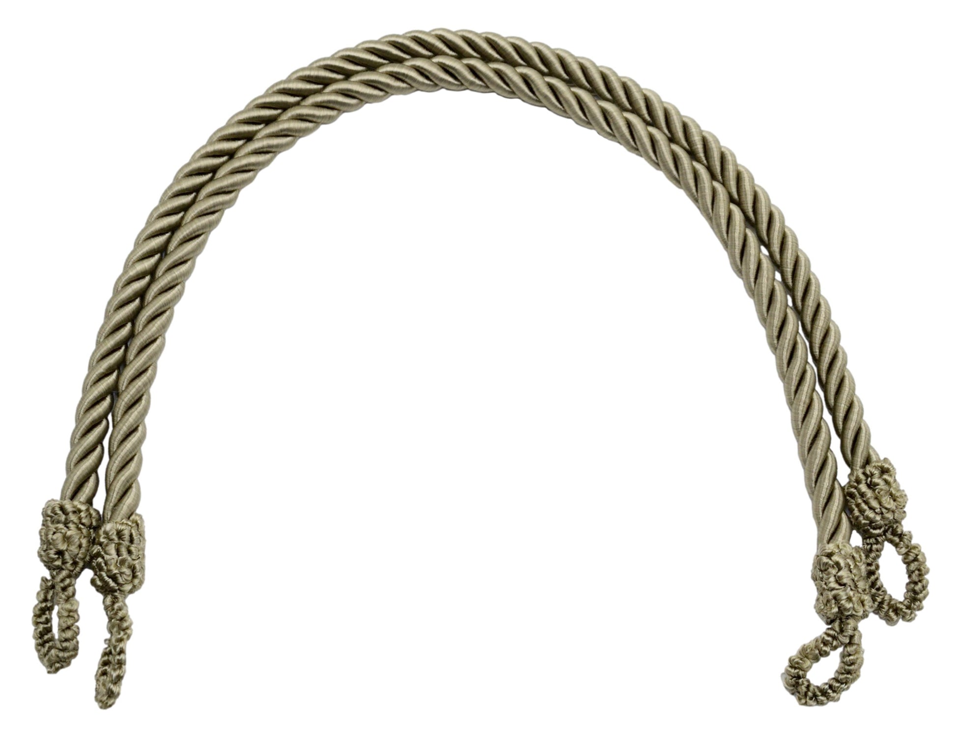 Beautifully Handcrafted Curtain and Drapery Decorative Rope Tieback, 19" Spread (48cm) (Style# RTBSPR19) Dark Sand Beige #A8 2 Pairs (Set of 4) - DecoPro