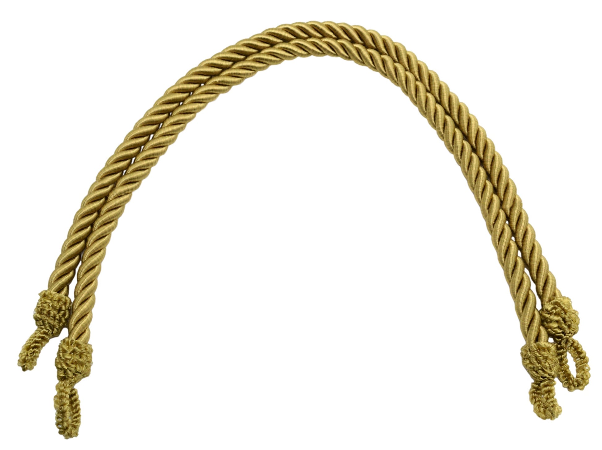 Beautifully Handcrafted Curtain and Drapery Decorative Rope Tieback, 19" Spread (48cm) (Style# RTBSPR19) Golden Beige #E16C (Dark Gold Beige) 2 Pairs (Set of 4) - DecoPro