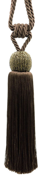 Decorative Beaded Tassel Tiebacks elaborately handcrafted with a glass seed bead design, Tassel Length 8