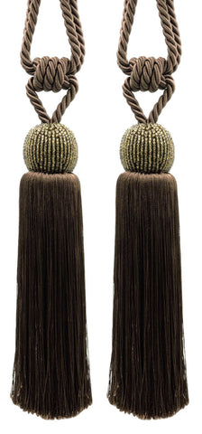 Large Beaded Head on Silky Tieback Tassel Tiebacks, 8