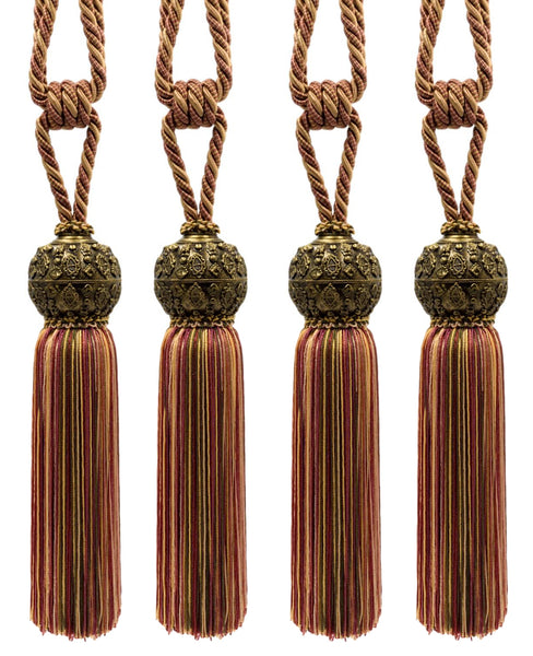 Raja Collection Beautiful Curtain & Drapery Tassel Tieback with Ornamental Antique Head, Tassel Length 10