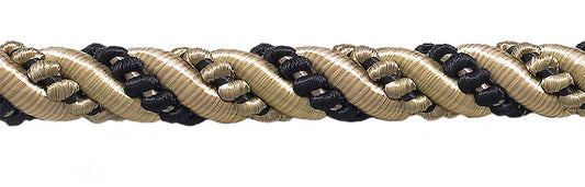 Large Taupe, Black 7/16 inch Imperial II Decorative Cord Without Lip Style# 716I2 Color: MIDNIGHT MEADOW - 4363 (Sold by The Yard) - DecoPro